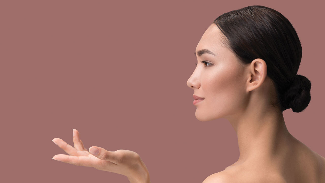 Woman reaching her hand out
